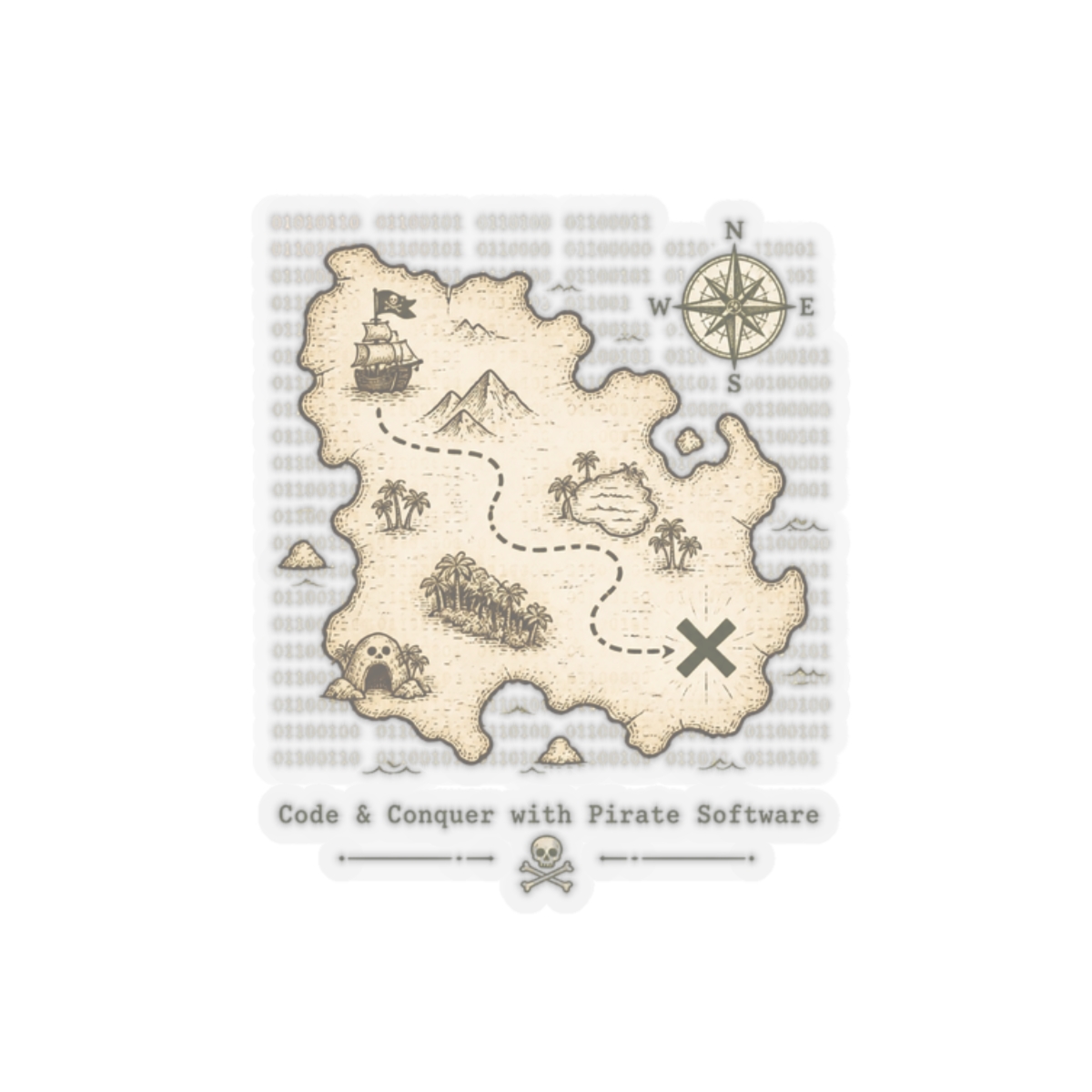 Pirate Software "Code & Conquer with Pirate Software" Sticker - alternate angle 2, merchandise
