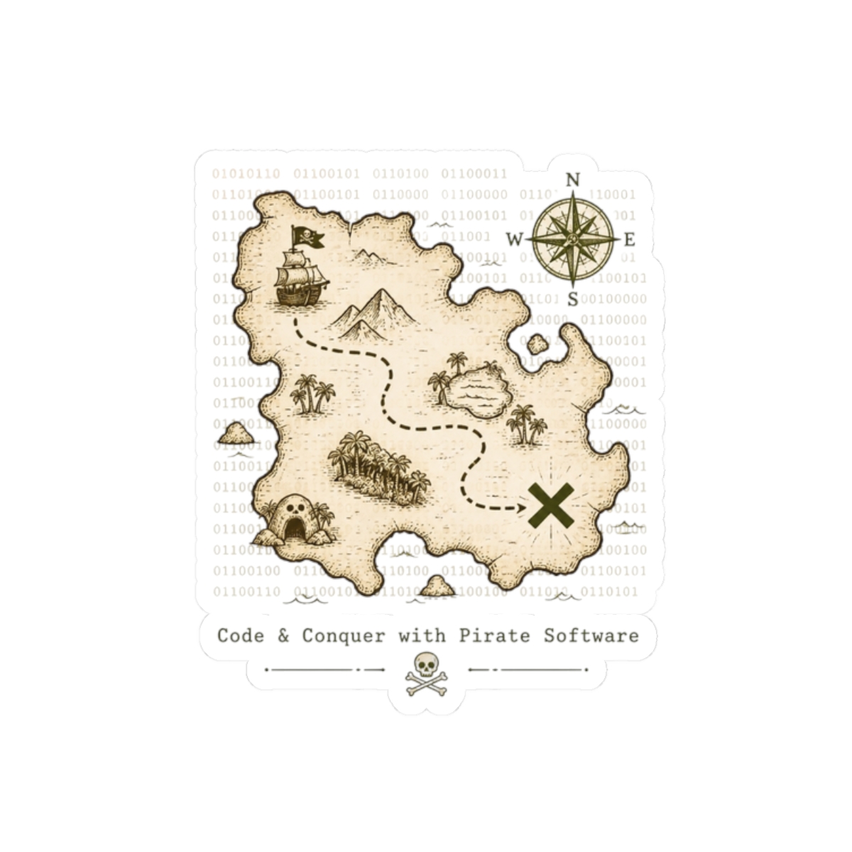 Pirate Software "Code & Conquer with Pirate Software" Sticker - alternate angle 1, merchandise